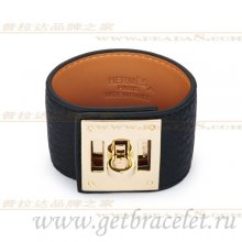 Hermes Kelly Dog Bracelet Black With Gold